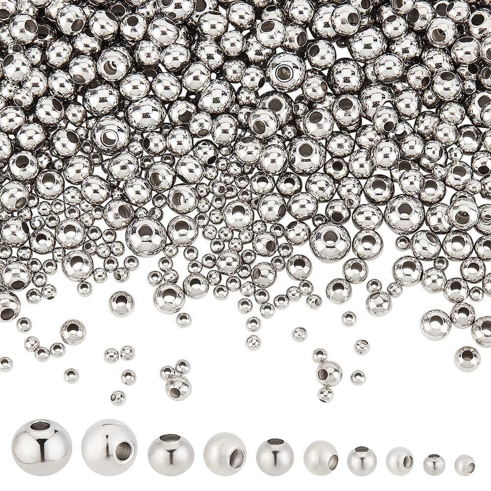 2556 1050 Pcs Stainless Steel Spacer Beads 5 Sizes 3mm 4mm 5mm 6mm